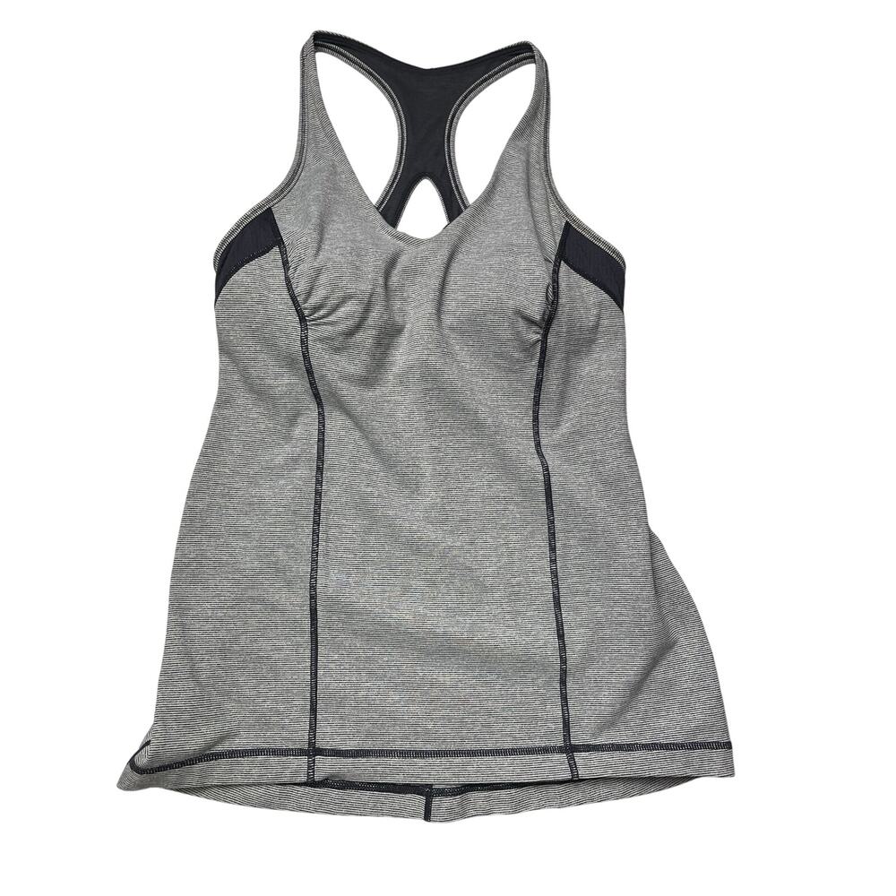 Lululemon Black‑White Striped Racerback Tank – EUC